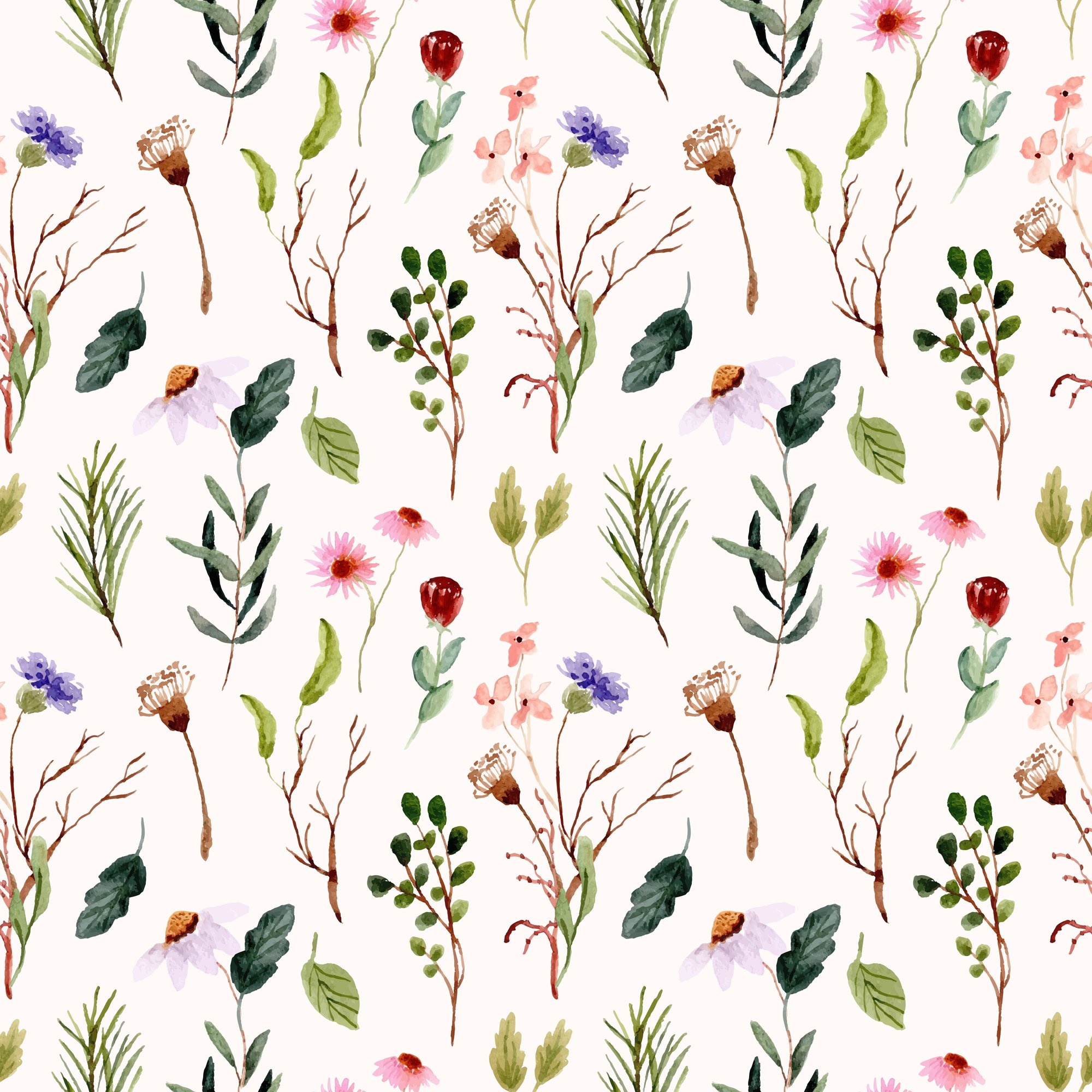 wildflower watercolor pattern